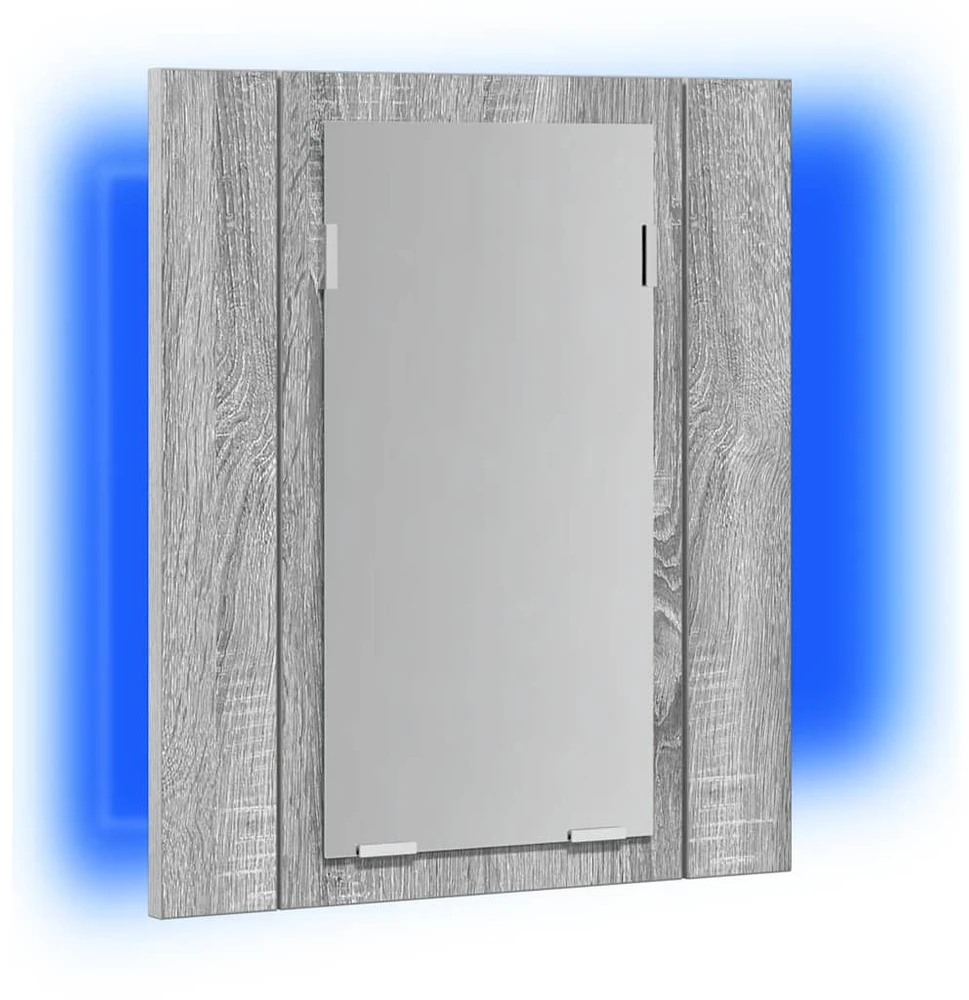 Veidrodinė LED vonios spintelė, pilka, 40x12x45cm, mediena