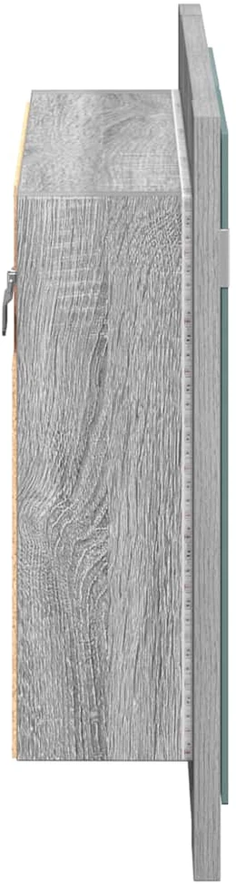 Veidrodinė LED vonios spintelė, pilka, 60x12x45cm, mediena