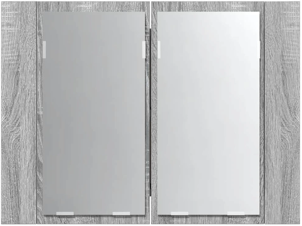 Veidrodinė LED vonios spintelė, pilka, 60x12x45cm, mediena