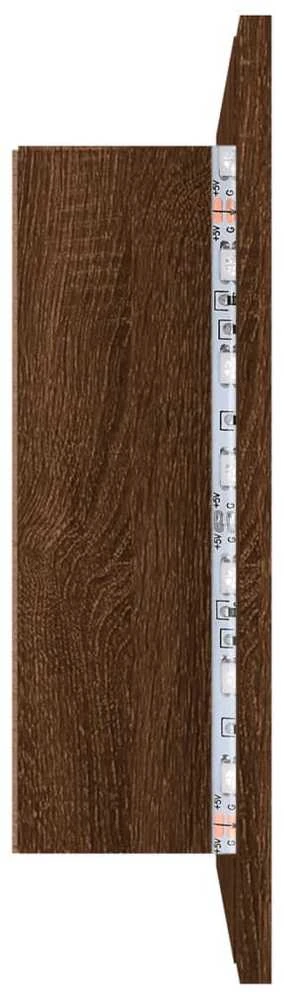 Veidrodinė LED vonios spintelė, ruda, 60x12x45cm, mediena