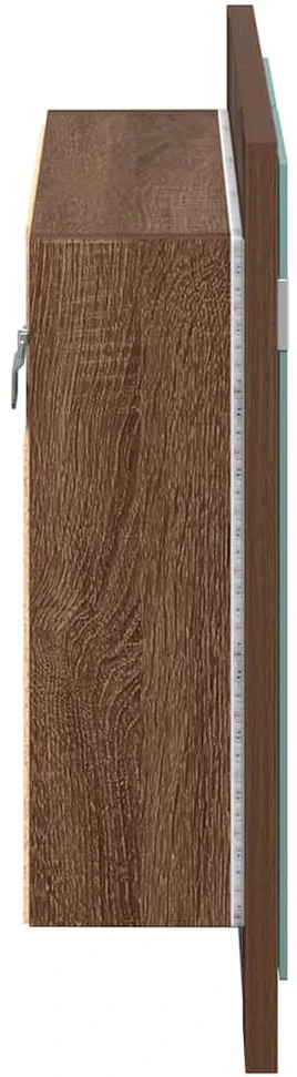 Veidrodinė LED vonios spintelė, ruda, 60x12x45cm, mediena