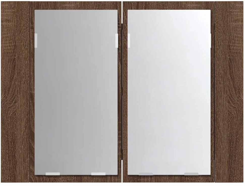 Veidrodinė LED vonios spintelė, ruda, 60x12x45cm, mediena