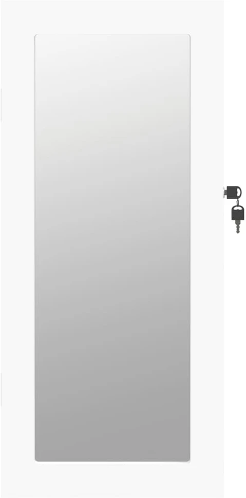 Veidrodinė papuošalų spintelė, balta, 30x8,5x67cm, sieninė