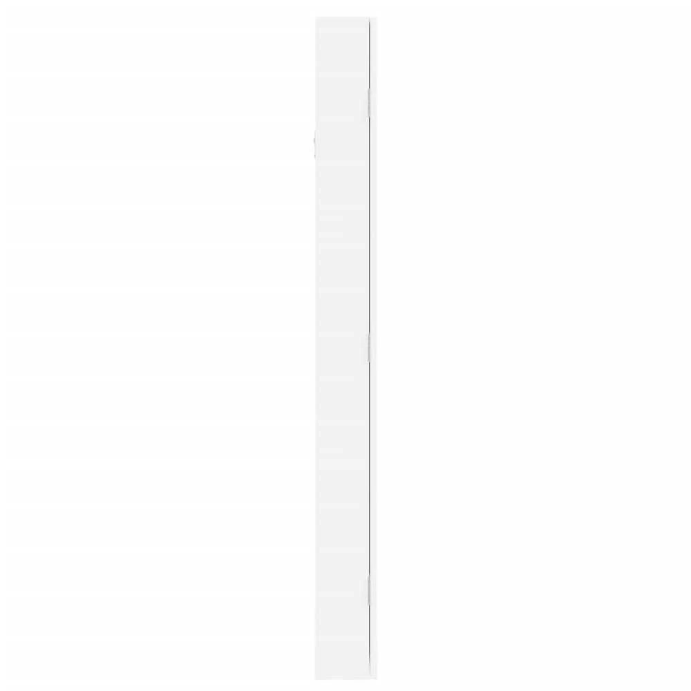 Veidrodinė papuošalų spintelė, balta, 37,5x10x106cm, sieninė