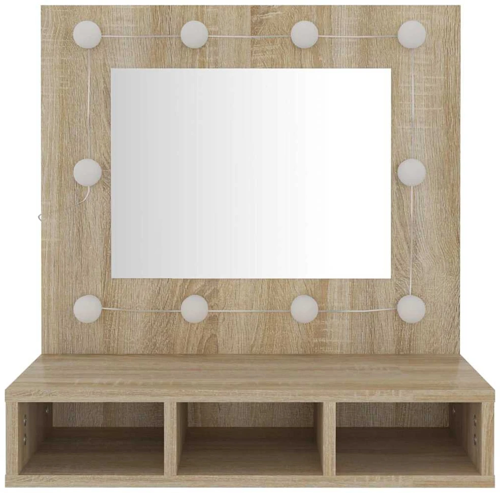 Veidrodinė spintelė su LED apšvietimu, ąžuolo, 60x31,5x62cm