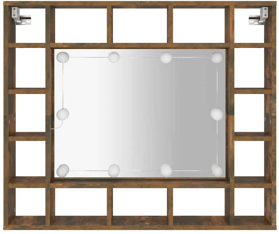 Veidrodinė spintelė su LED apšvietimu, ąžuolo, 91x15x76,5cm