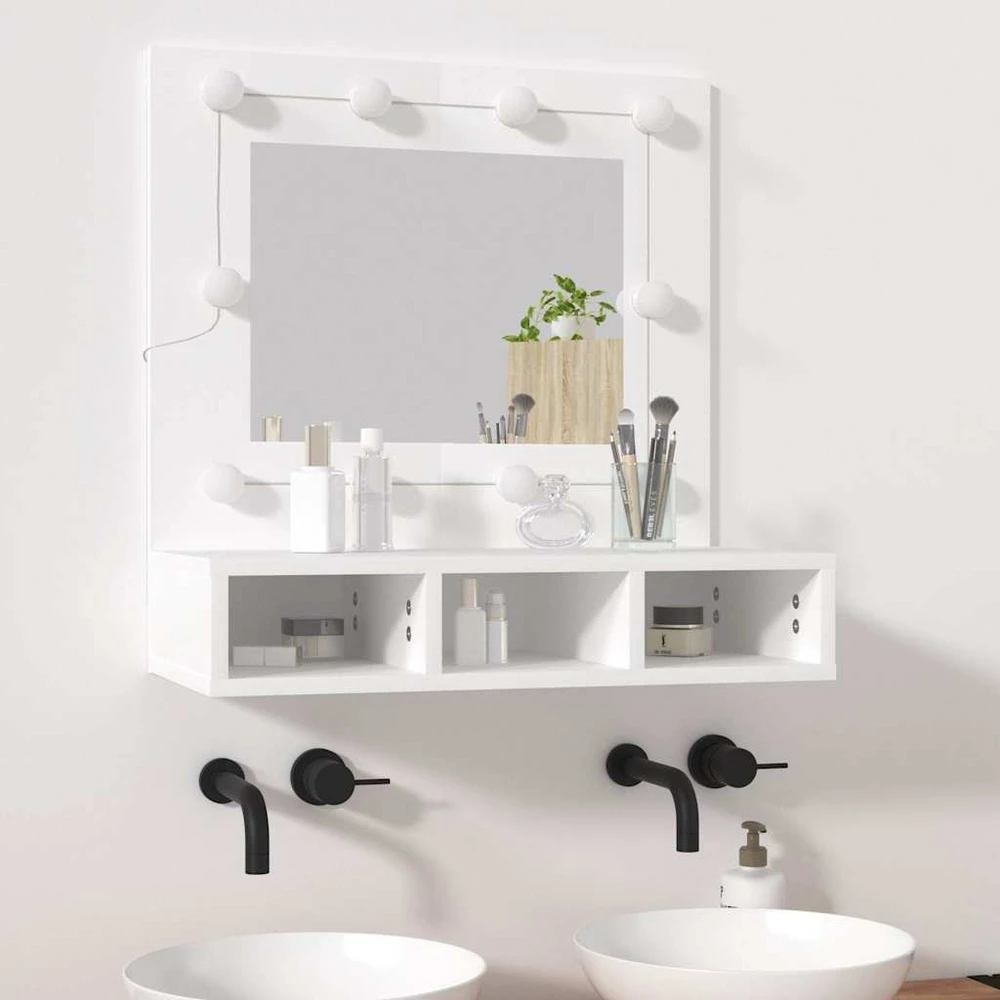 Veidrodinė spintelė su LED apšvietimu, balta, 60x31,5x62cm
