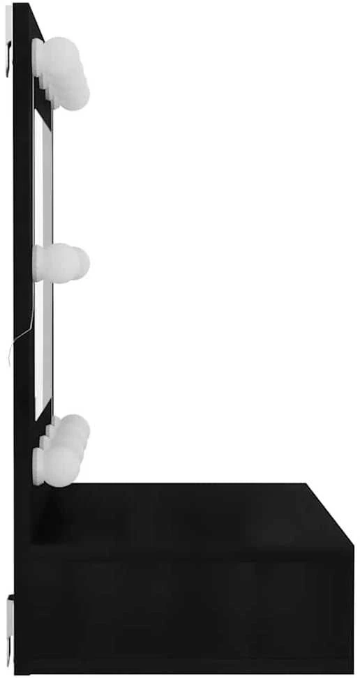 Veidrodinė spintelė su LED apšvietimu, juoda, 60x31,5x62cm
