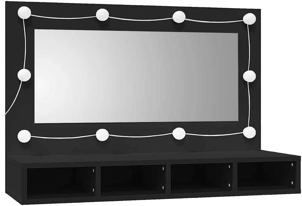 Veidrodinė spintelė su LED apšvietimu, juoda, 90x31,5x62cm