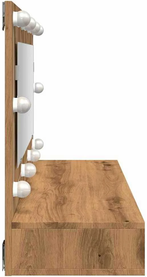 Veidrodinė spintelė su LED lemputėmis, ąžuolo spalvos, 90x31,5x62 cm