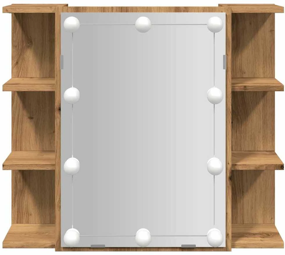 veidrodinė spintelė su LED Artisan ąžuolu 70x16,5x60 cm