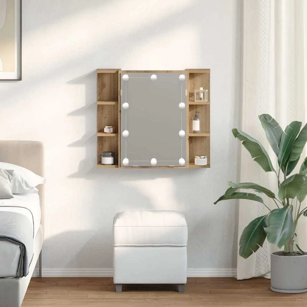 veidrodinė spintelė su LED Artisan ąžuolu 70x16,5x60 cm