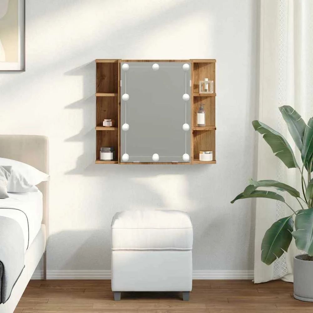 veidrodinė spintelė su LED Artisan ąžuolu 70x16,5x60 cm