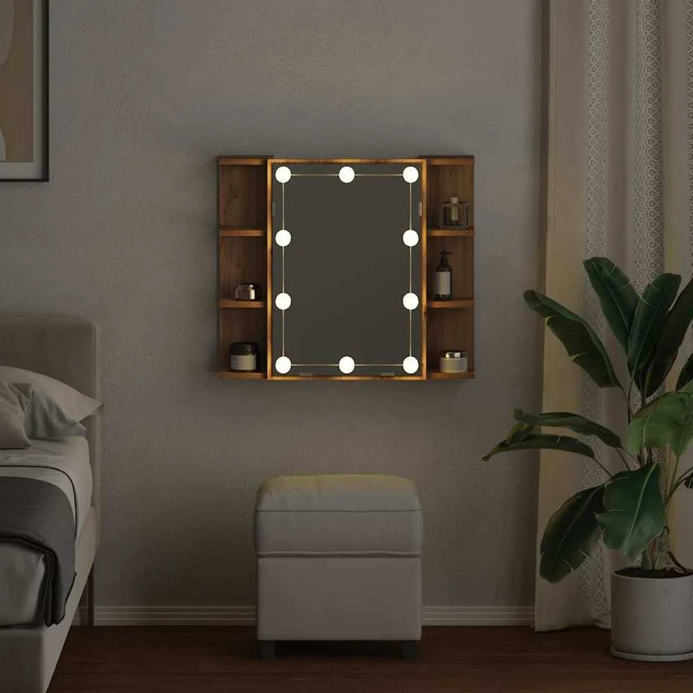 veidrodinė spintelė su LED Artisan ąžuolu 70x16,5x60 cm