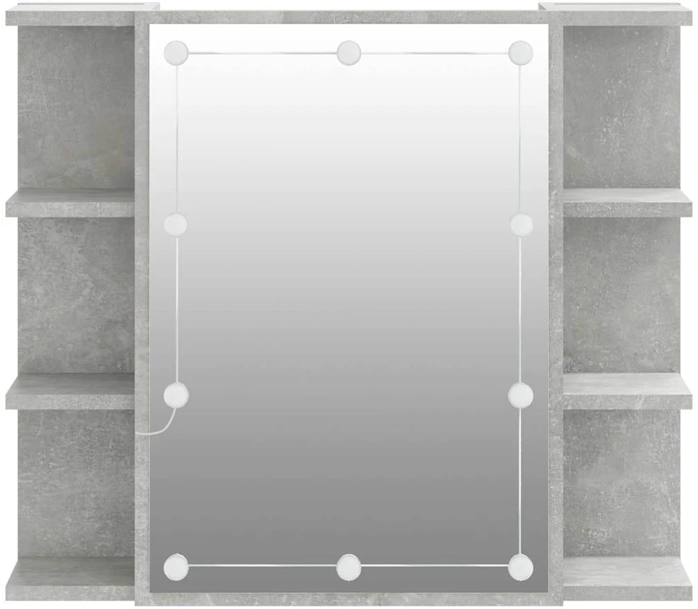 Veidrodinė spintelė su LED, betono pilka, 70x16,5x60cm
