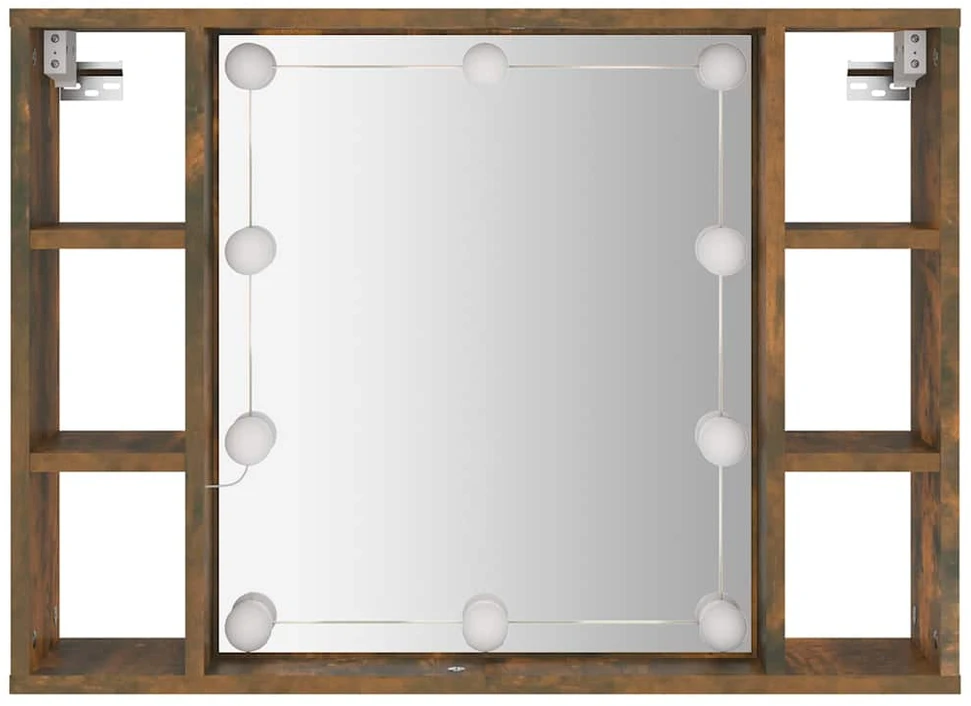 Veidrodinė spintelė su LED, dūminio ąžuolo, 76x15x55cm