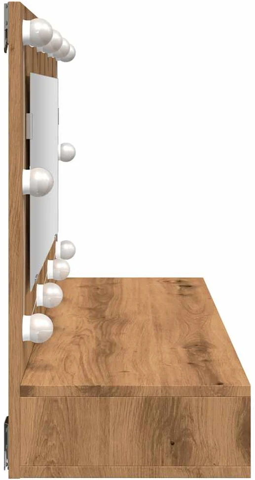 Veidrodinė spintelė su LED lemputėmis, ąžuolo spalvos, 90x31,5x62 cm
