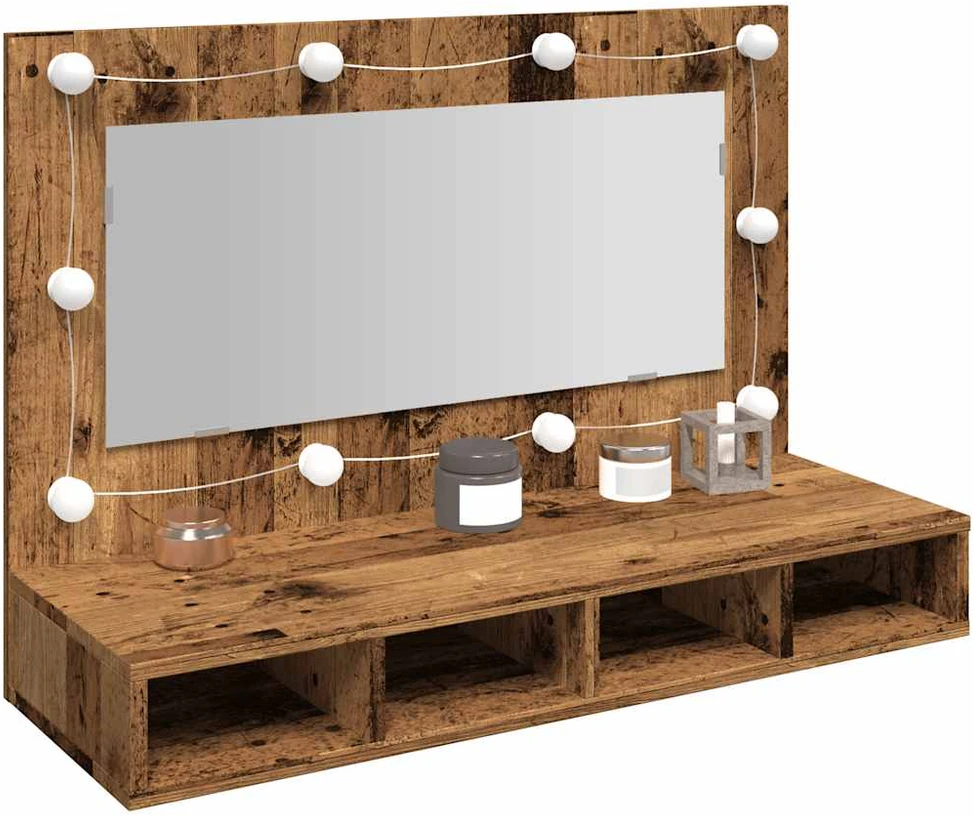 veidrodinė spintelė su LED Old Wood 90x31,5x62 cm