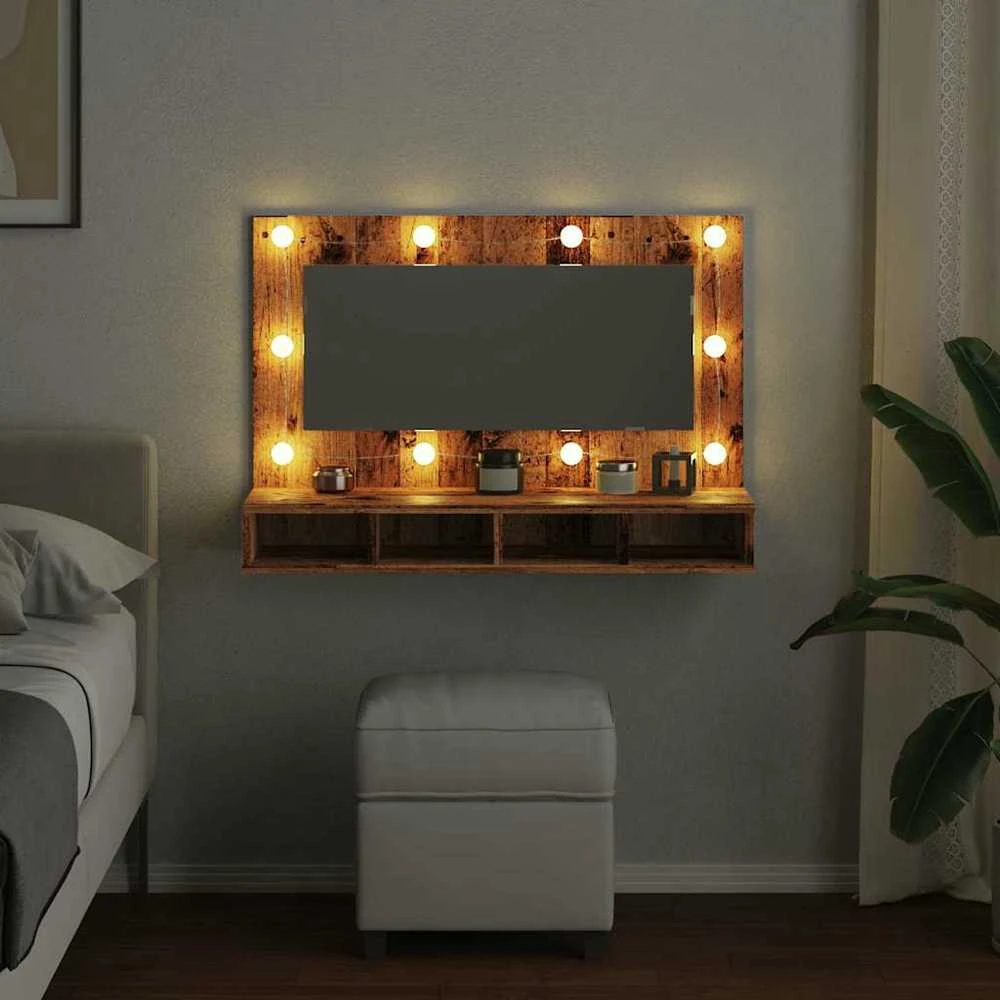 veidrodinė spintelė su LED Old Wood 90x31,5x62 cm