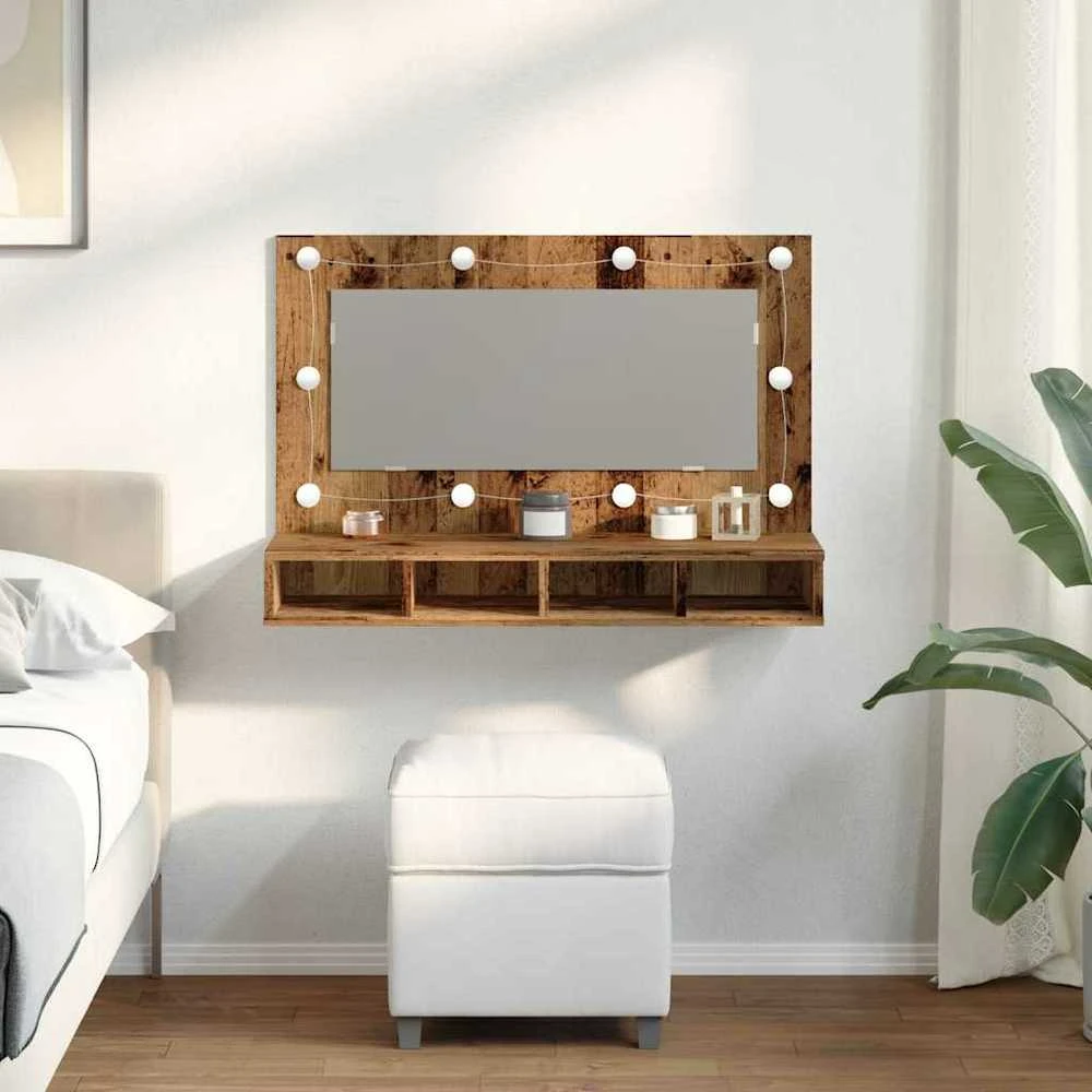 veidrodinė spintelė su LED Old Wood 90x31,5x62 cm