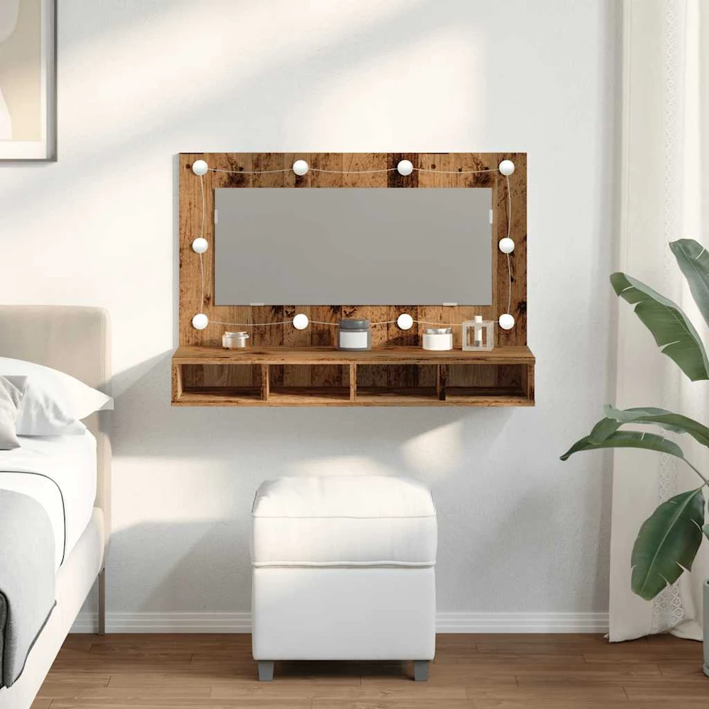 veidrodinė spintelė su LED Old Wood 90x31,5x62 cm