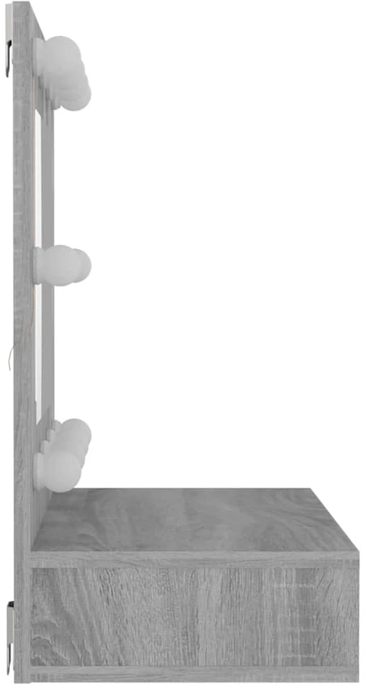 Veidrodinė spintelė su LED, pilka ąžuolo, 60x31,5x62cm