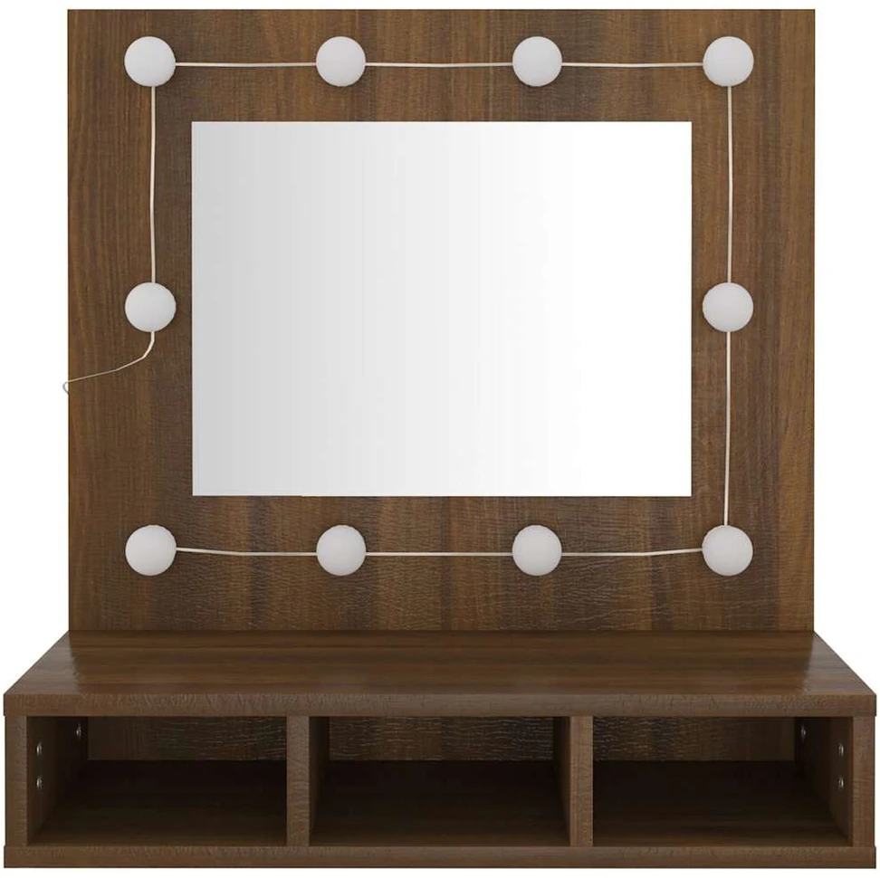 Veidrodinė spintelė su LED, ruda ąžuolo, 60x31,5x62cm