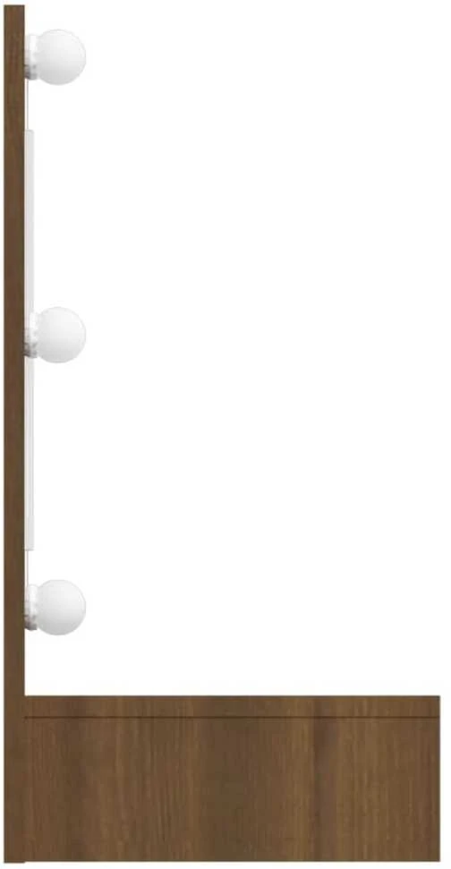 Veidrodinė spintelė su LED, ruda ąžuolo, 90x31,5x62 cm