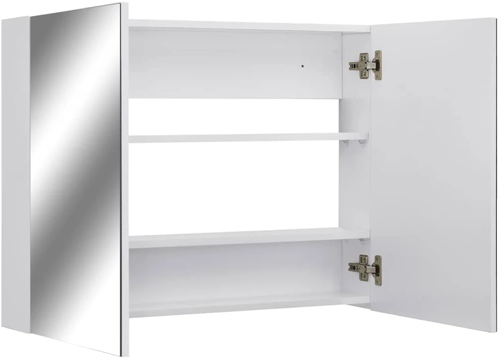 Veidrodinė vonios kambario spintelė, balta, 80x15x60cm, MDF
