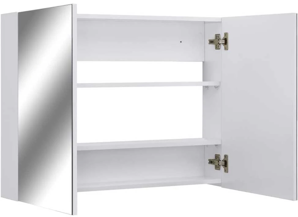 Veidrodinė vonios kambario spintelė, balta, 80x15x60cm, MDF