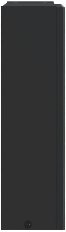 Veidrodinė vonios kambario spintelė su LED, juoda, 45x13x52cm
