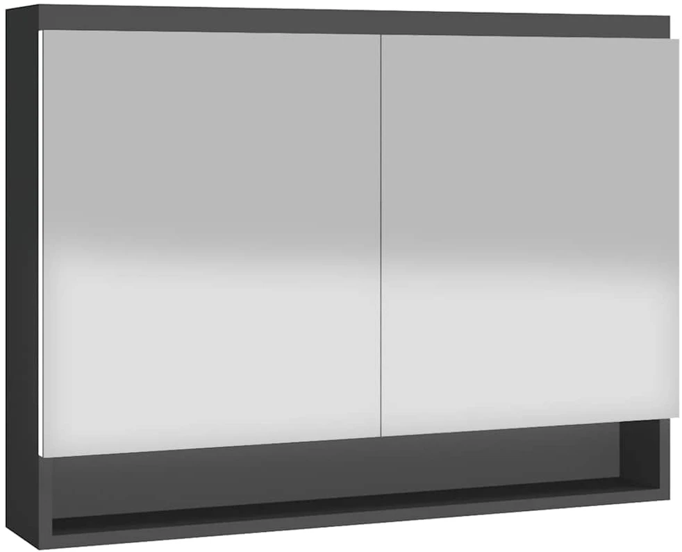 Veidrodinė vonios spintelė, antracito spalvos, 80x15x60cm, MDF