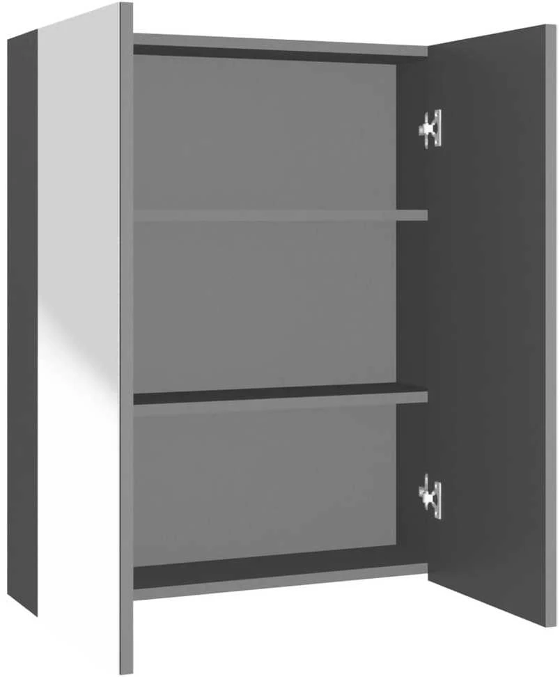 Veidrodinė vonios spintelė, antracito spalvos, 60x15x75cm, MDF