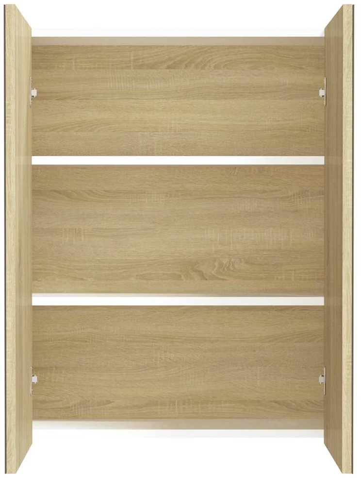 Veidrodinė vonios spintelė, balta ir ąžuolo, 60x15x75cm, MDF
