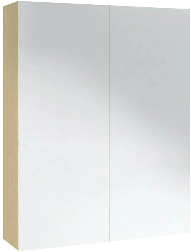Veidrodinė vonios spintelė, balta ir ąžuolo, 60x15x75cm, MDF