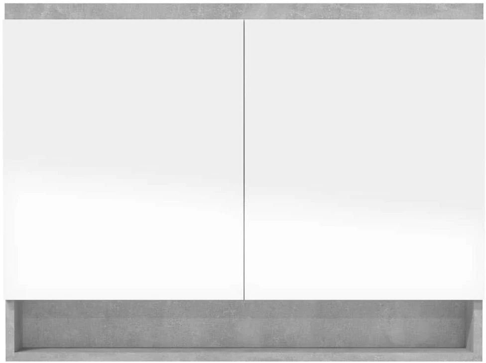 Veidrodinė vonios spintelė, betono pilka, 80x15x60cm, MDF