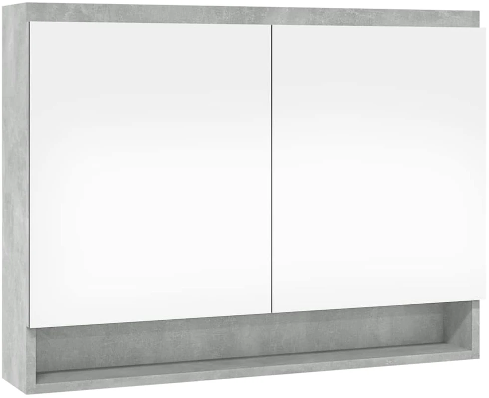 Veidrodinė vonios spintelė, betono pilka, 80x15x60cm, MDF