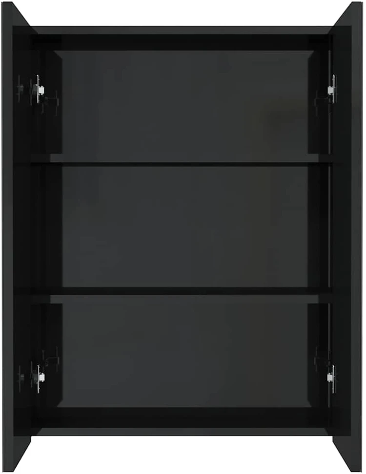 Veidrodinė vonios spintelė, juoda, 60x15x75cm, MDF, blizgi