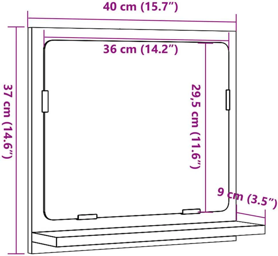 Veidrodinė vonios spintelė, medienos, 40x11x37cm, mediena