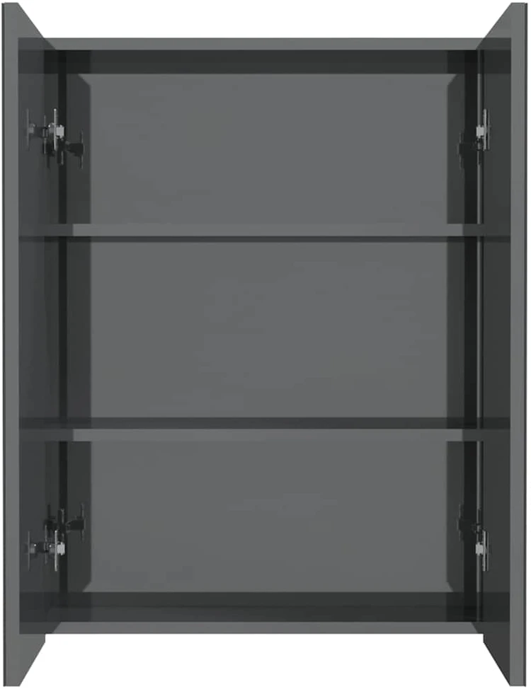 Veidrodinė vonios spintelė, pilka, 60x15x75cm, MDF, blizgi