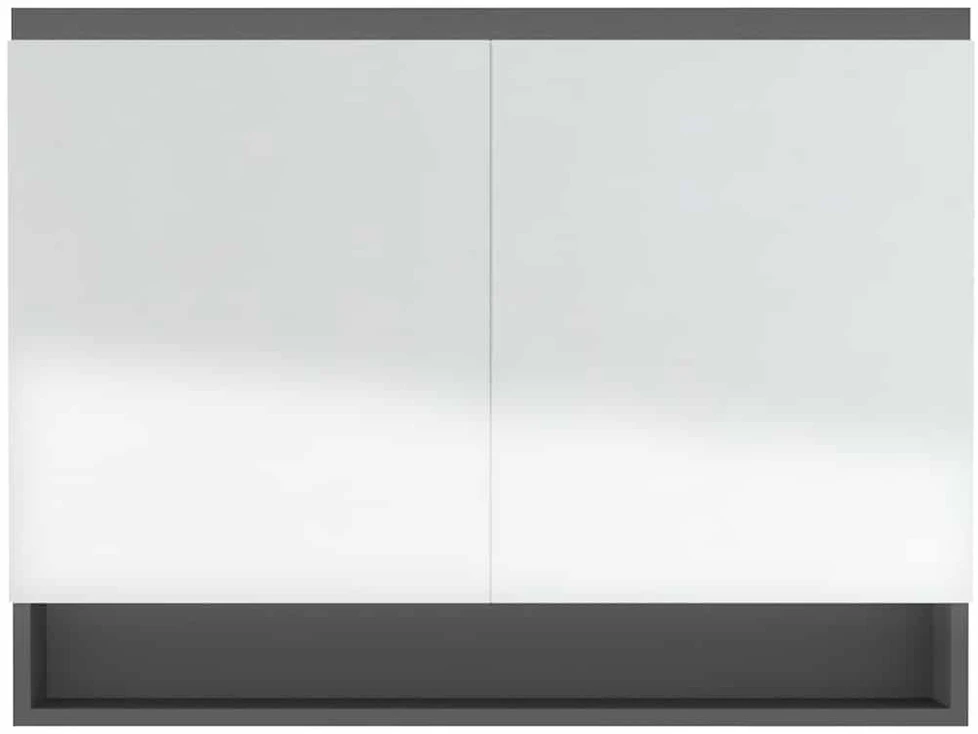 Veidrodinė vonios spintelė, pilkos spalvos, 80x15x60cm, MDF