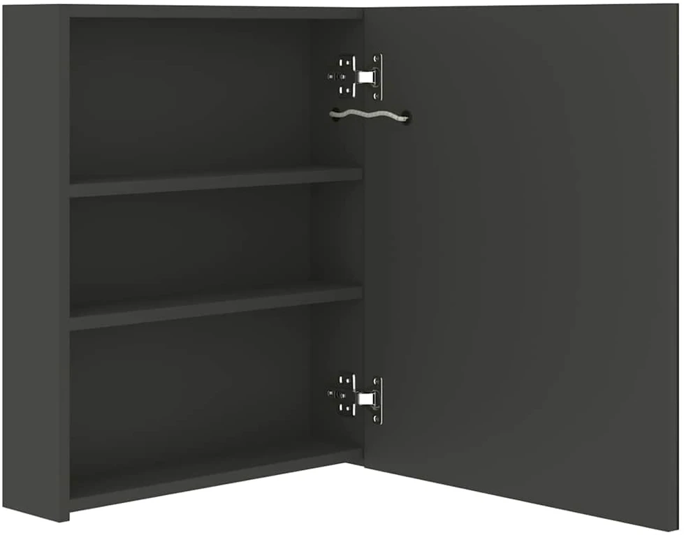 Veidrodinė vonios spintelė su LED, antracito, 50x14x60cm