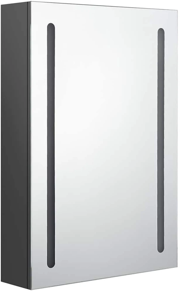 Veidrodinė vonios spintelė su LED apšvietimu, pilka, 50x13x70cm