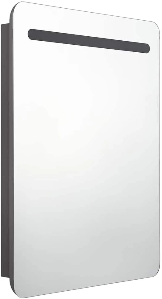 Veidrodinė vonios spintelė su LED apšvietimu, pilka, 60x11x80cm
