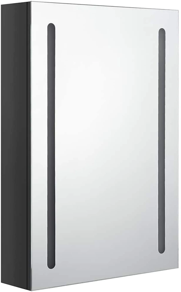 Veidrodinė vonios spintelė su LED apšvietimu, juoda, 50x13x70cm