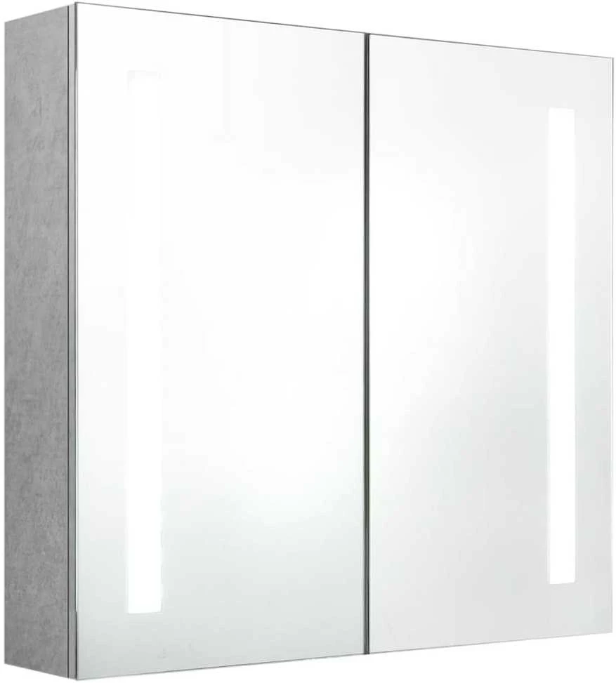 Veidrodinė vonios spintelė su LED apšvietimu, pilka, 62x14x60cm