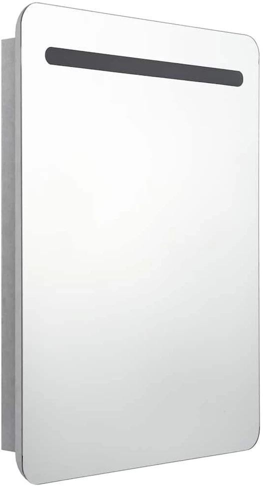 Veidrodinė vonios spintelė su LED apšvietimu, pilka, 60x11x80cm