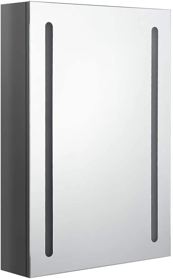 Veidrodinė vonios spintelė su LED apšvietimu, pilka, 50x13x70cm