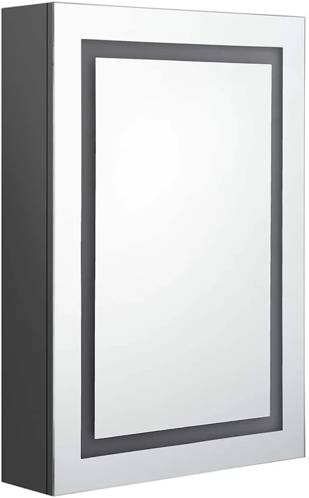 Veidrodinė vonios spintelė su LED apšvietimu, pilka, 50x13x70cm