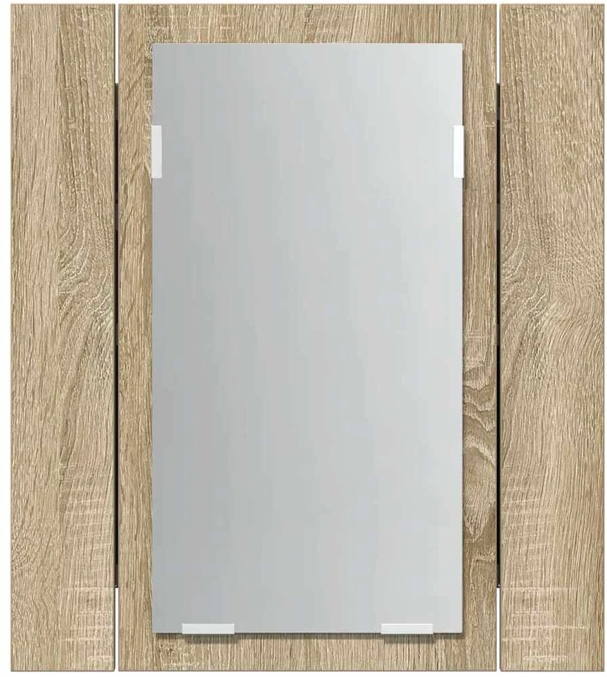 Veidrodinė vonios spintelė su LED, ąžuolo, 40x12x45cm, akrilas